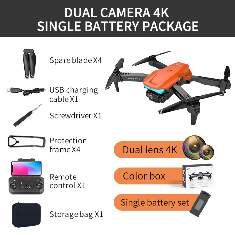 Tongjia F189PRO drone with camera, remote control four-axis drone, with 4k high-definition camera, suitable for beginners, WiFi FPV real-time video, high-altitude hover, optical flow fixed height, one
