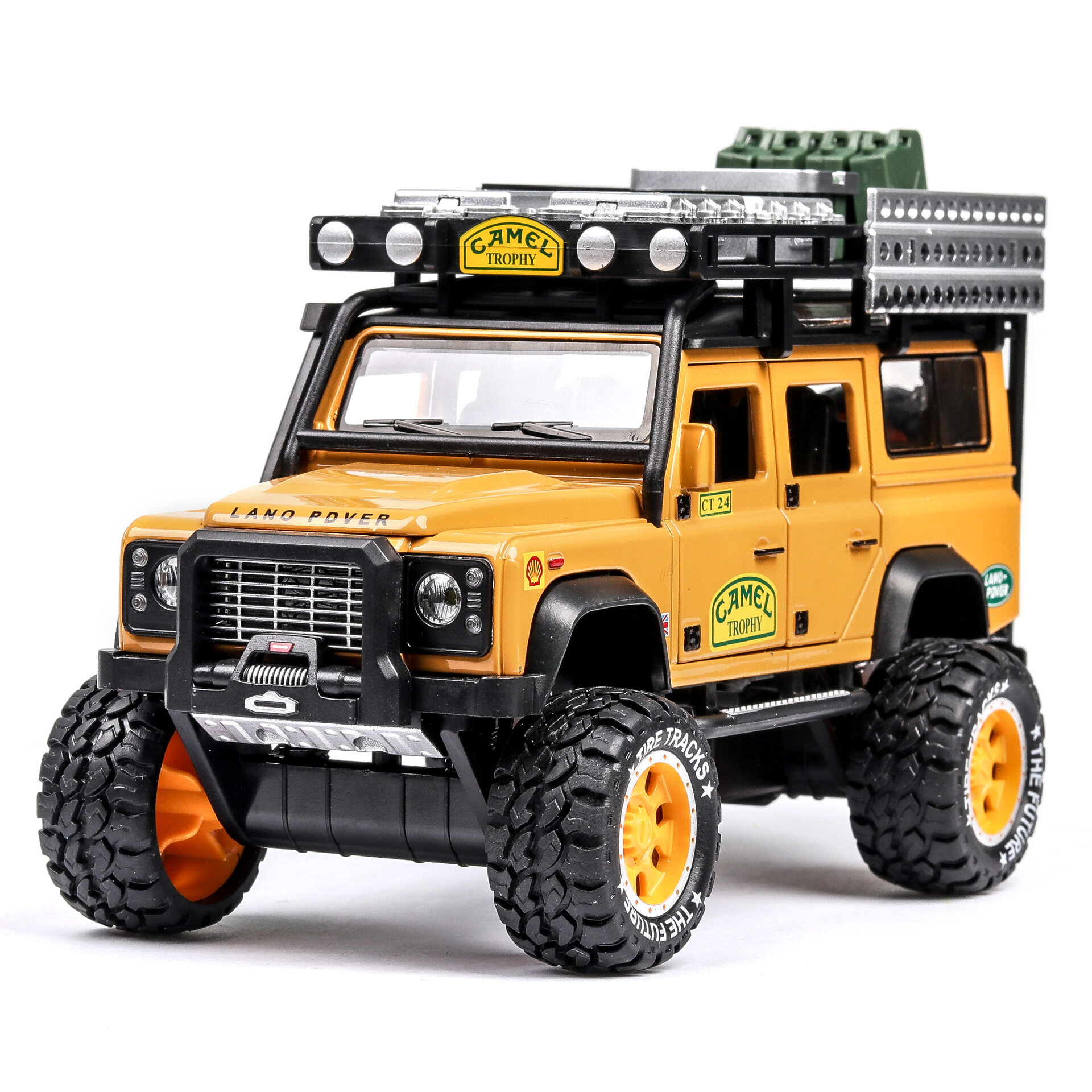 LEO 1:28 Land Rover Defender Camel trophy alloy model car big car monster truck toy for kids boys