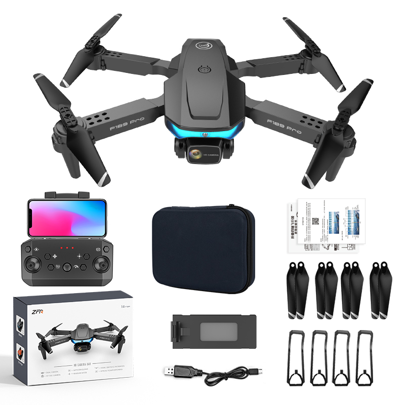 Tongjia F189PRO drone with camera, remote control four-axis drone, with 4k high-definition camera, suitable for beginners, WiFi FPV real-time video, high-altitude hover, optical flow fixed height,
