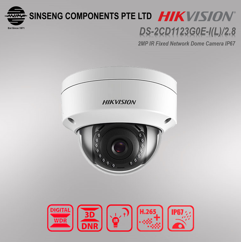 Hikvision 2MP IR Fixed Network Dome Camera (1920 × 1080 20fps, IP67, IK10, 30M IR Range, 2.8mm Fixed Lens)