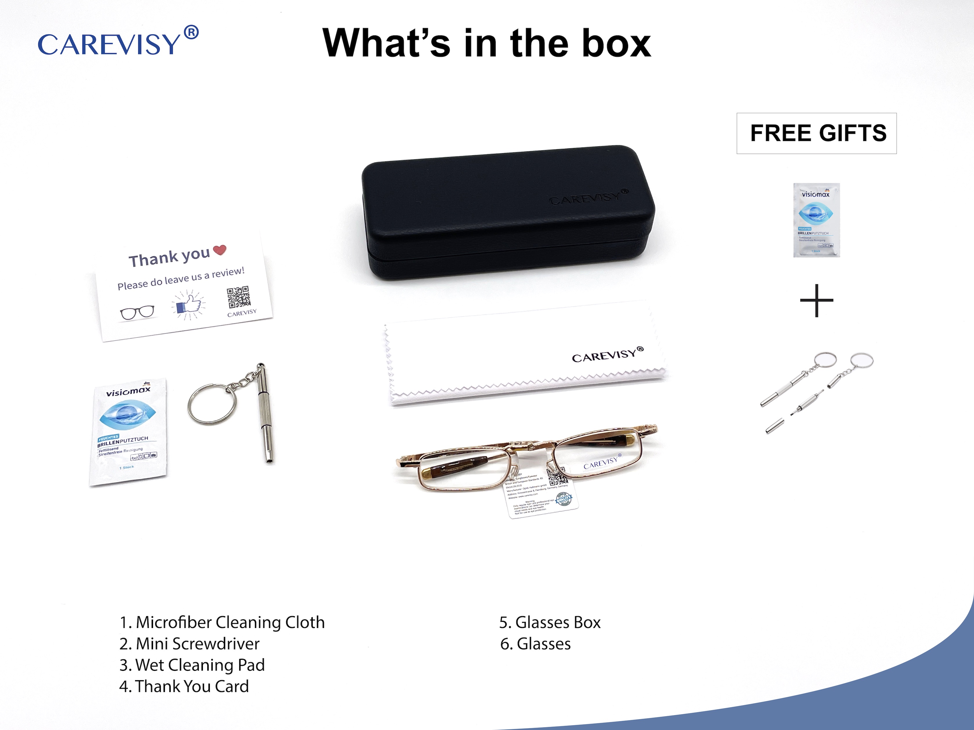(Gift for parents) CAREVISY Mini Foldable High Degree Reading Glasses Presbyopic Presbyopia Glasses Lao Hua Glasses Spectacles for Adults Women C6017