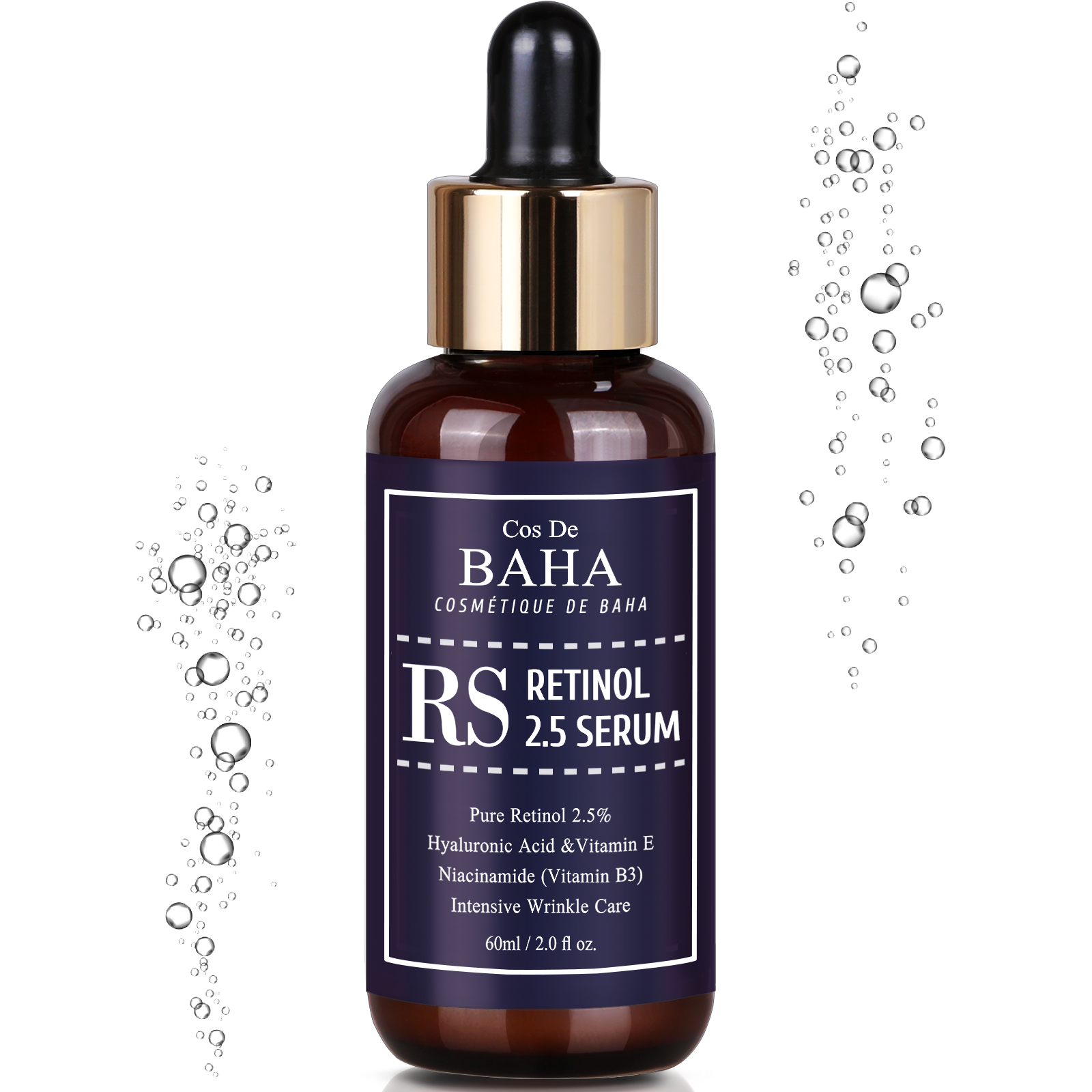 Cos De BAHA-Retinol 2.5% Facial Serum with Vitamin E - Diminishes Acne-prone + Age Spot Remover + Retinol Serum 2.5 High Strength for Face without a Prescription, 2oz (60ml)