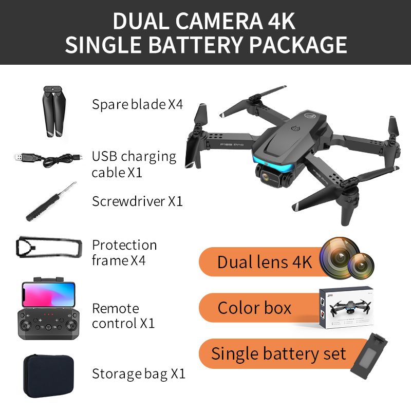 Tongjia F189PRO drone with camera, remote control four-axis drone, with 4k high-definition camera, suitable for beginners, WiFi FPV real-time video, high-altitude hover, optical flow fixed height,