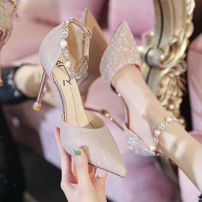 PAR high heel shoes for women ladies heeled sandals 2022 new high-heeled shoes with stiletto buckle sandals wedding Shoes Kasut Perempuan summer